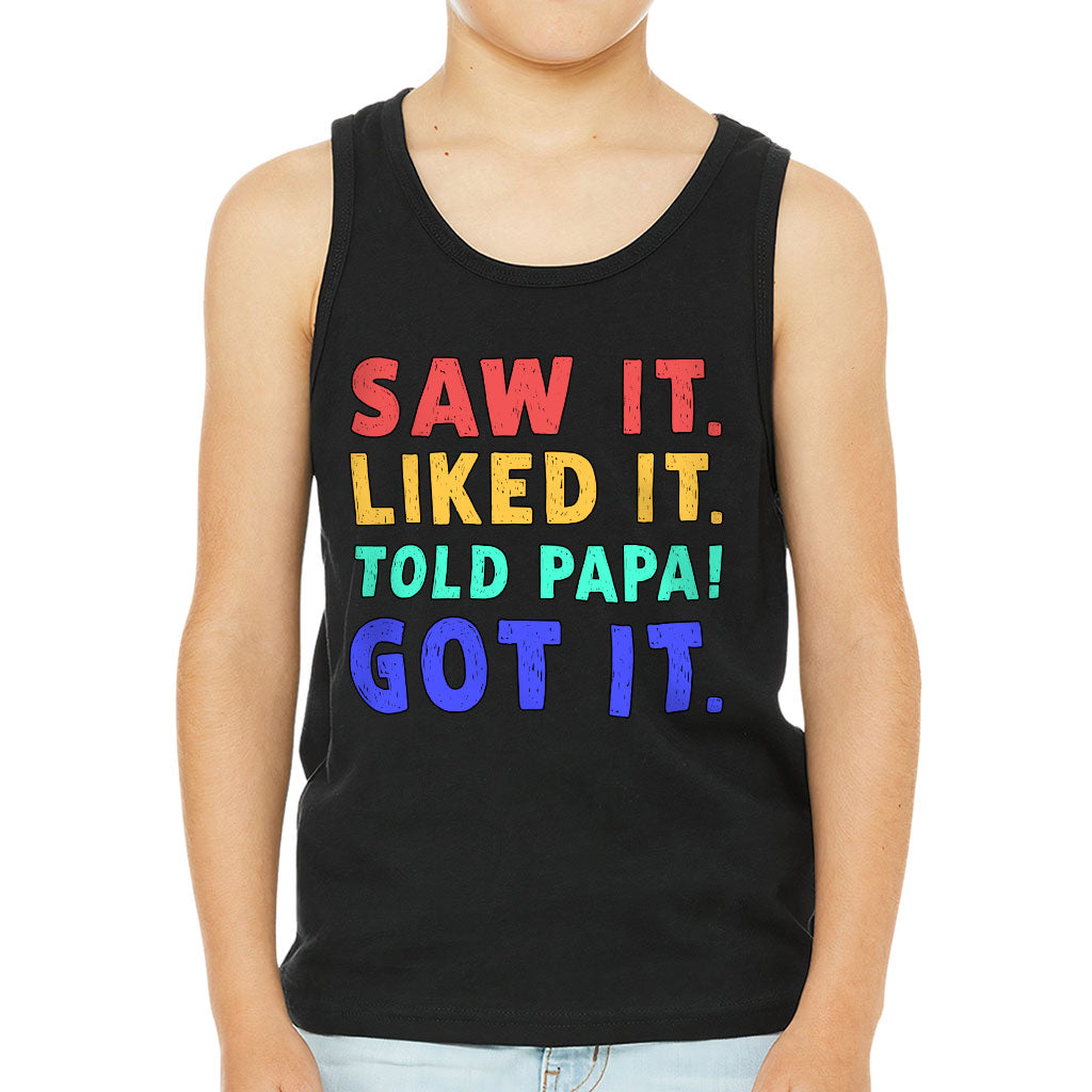 Saw It Liked It Kids' Jersey Tank - Colorful Sleeveless T-Shirt - Best Design Kids' Tank Top