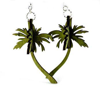 3D Palm Tree Earrings # 1235 | Red Sunflower