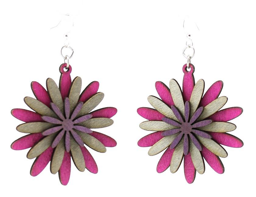 Petaled Layer Earrings # 1250 | Red Sunflower