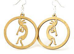 Kokopelli in a Circle Earrings # 1267 | Red Sunflower