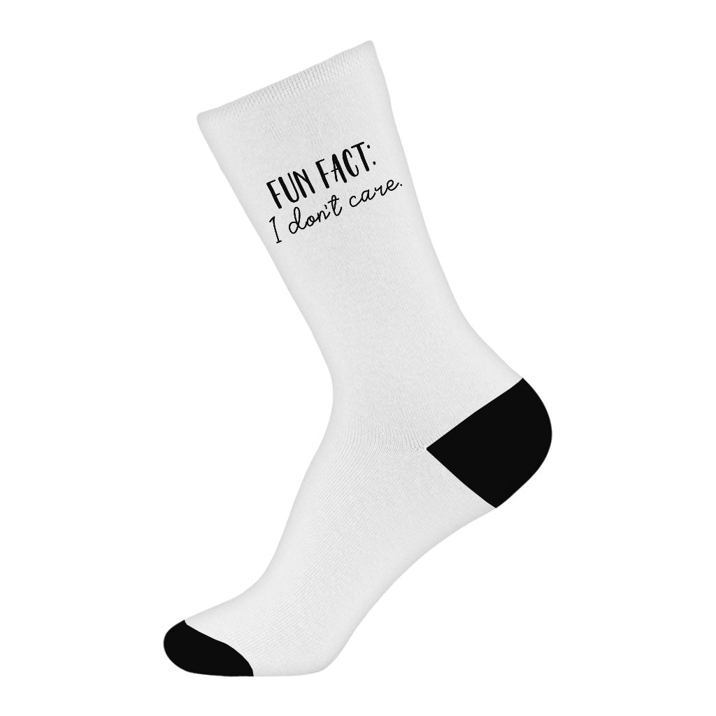 Fun Fact I Don't Care Socks - Cool Novelty Socks - Trendy Crew Socks