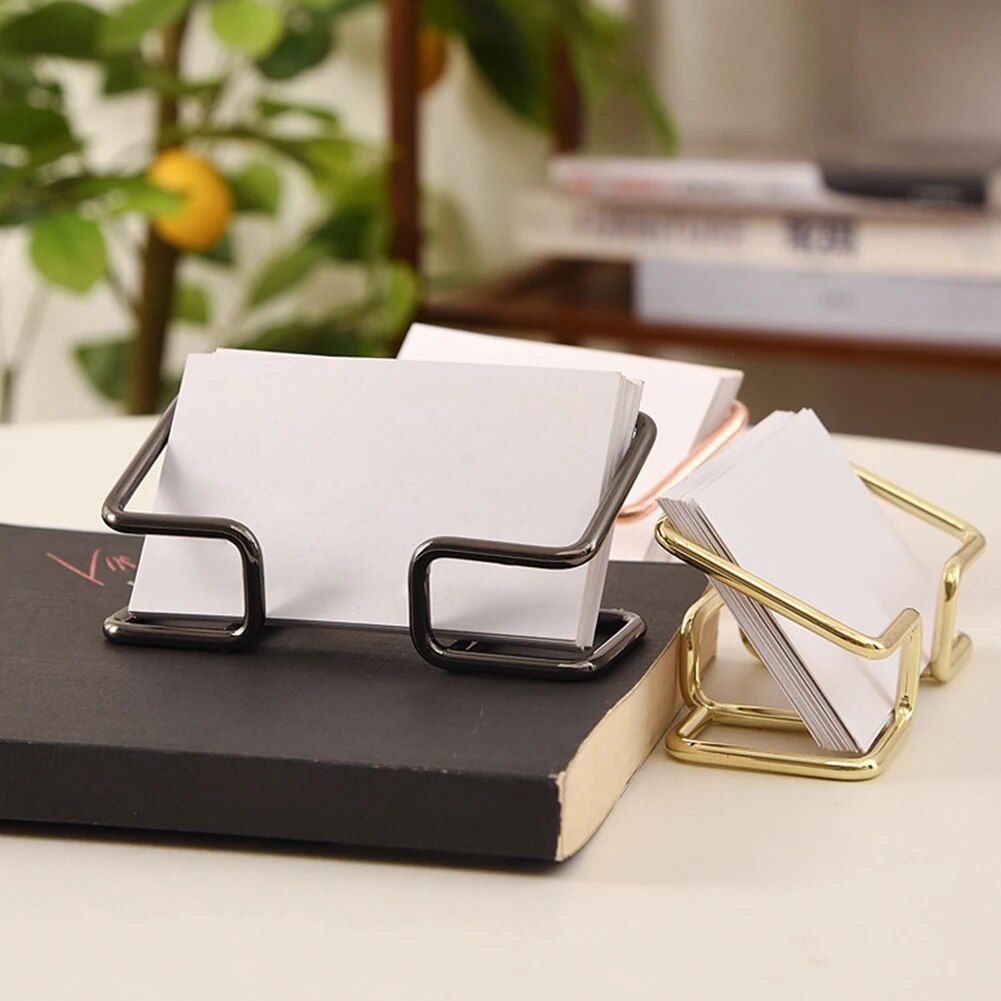 Elegant Metal Business Card Holder for Office Desktop and Countertop