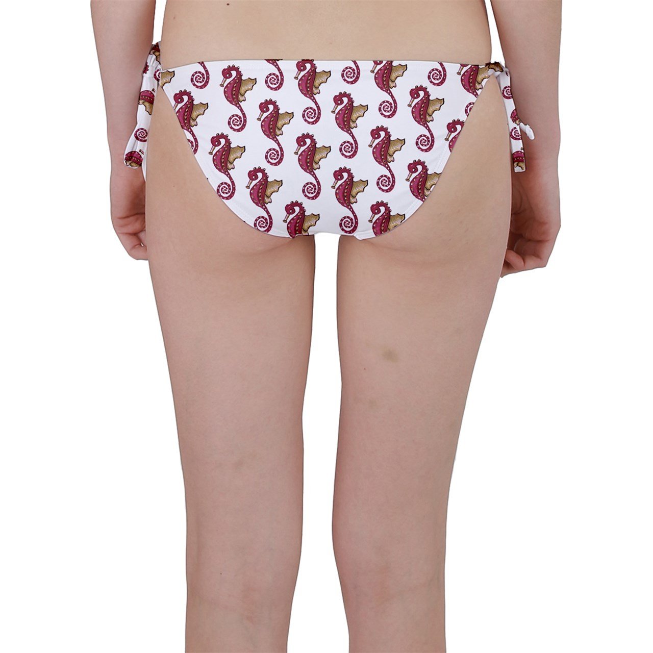 Red Seahorse Pattern Bikini Bottom