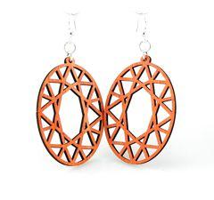 Oval Hex Earrings # 1320 | Red Sunflower