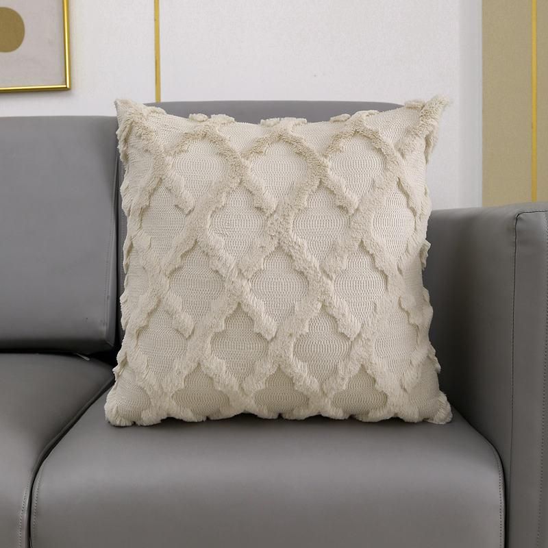 Elegant Beige, Grey & White Embroidered Cushion Cover