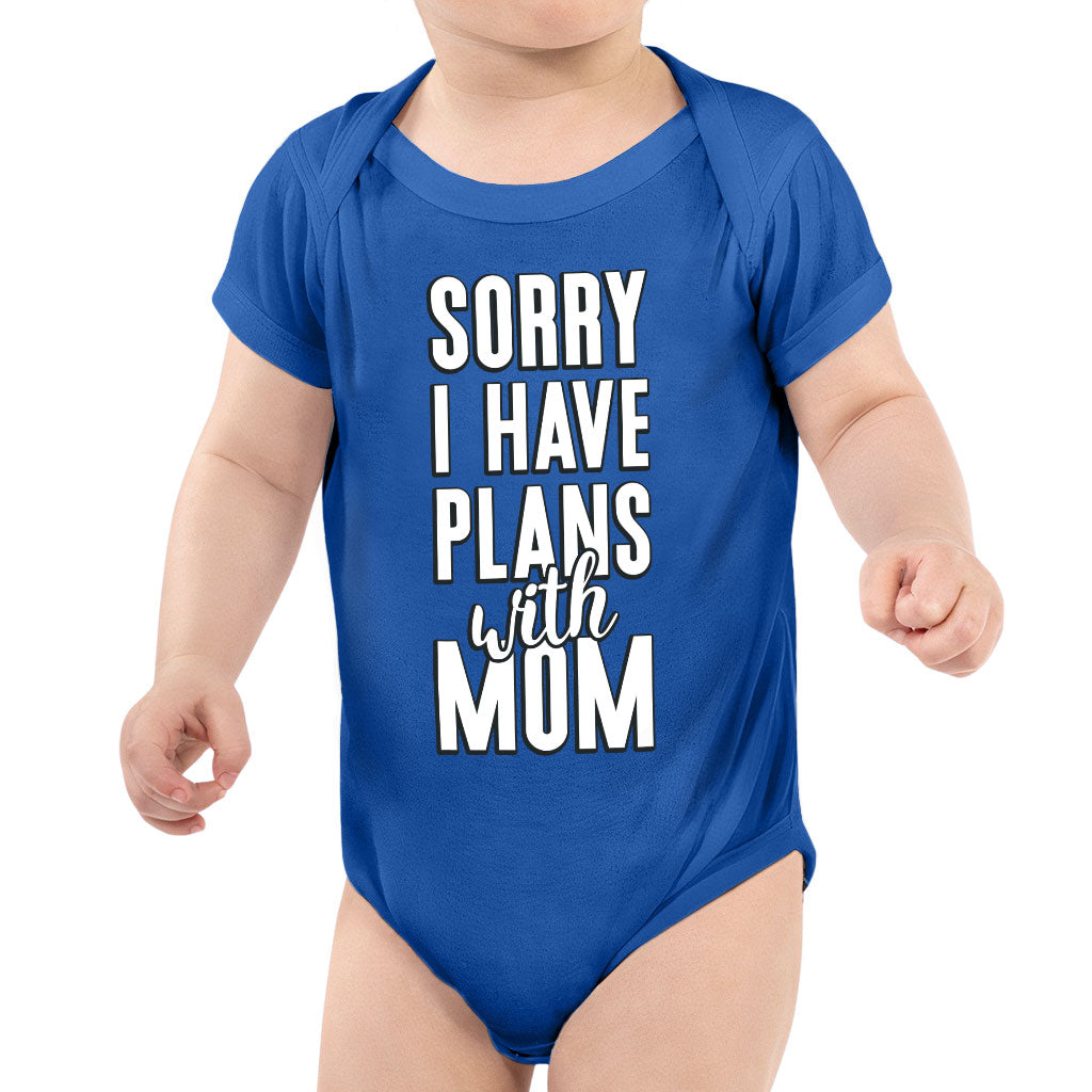 Sorry I Have Plans With Mom Baby Jersey Onesie - Cute Baby Bodysuit - Themed Baby One-Piece