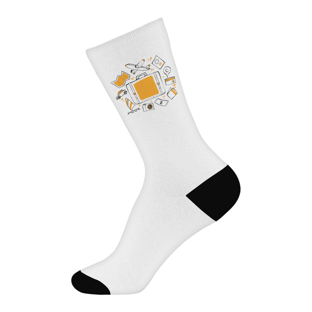 Travel Socks - Suitcase Novelty Socks - Cool Crew Socks