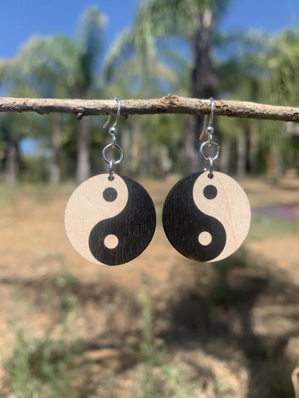 Yin Yang Earrings # 1376 | Red Sunflower