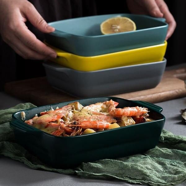 Chic Nordic-Style Binaural Ceramic Baking Dish