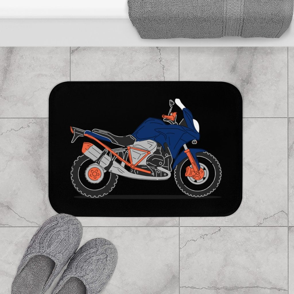 Blue Motorcycle Bath Mat | Yellow Pandora