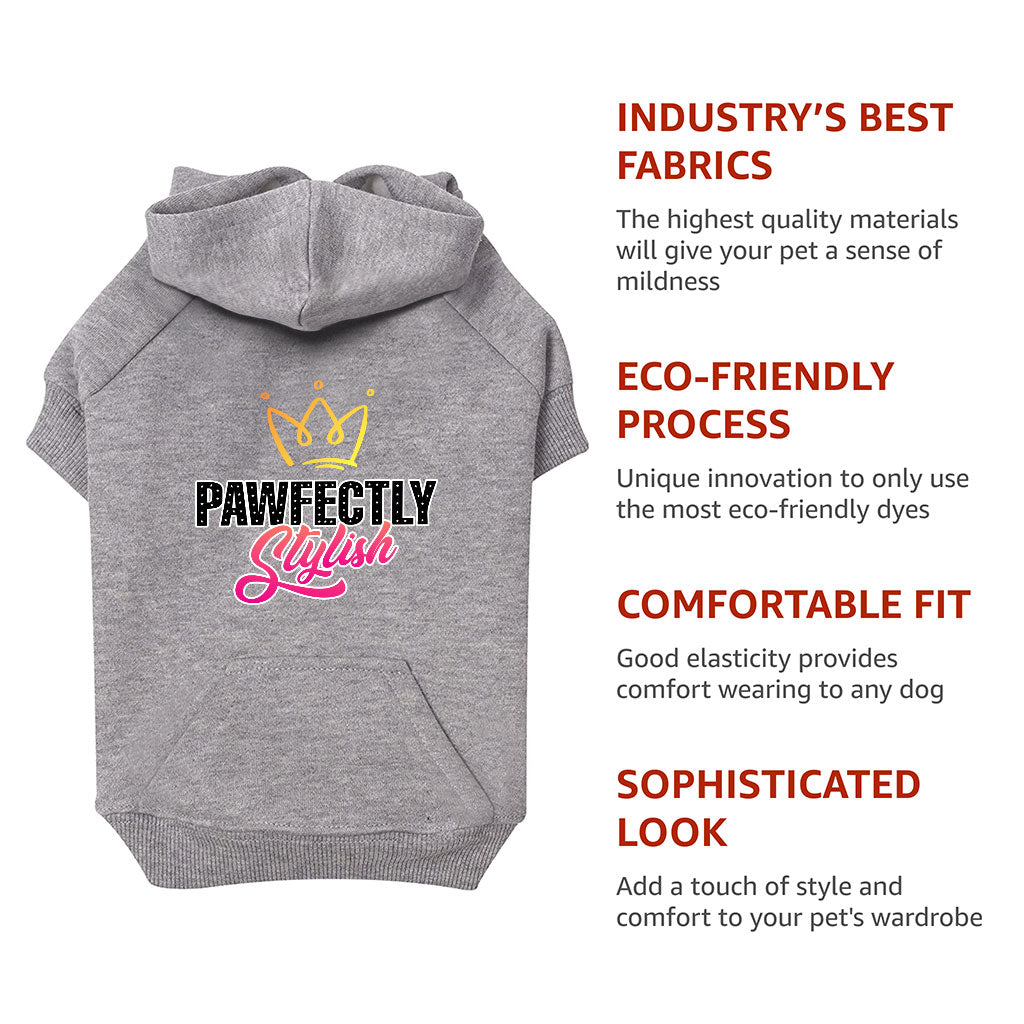 Pawfectly Stylish Dog Hoodie with Pocket - Crown Dog Coat - Printed Dog Clothing