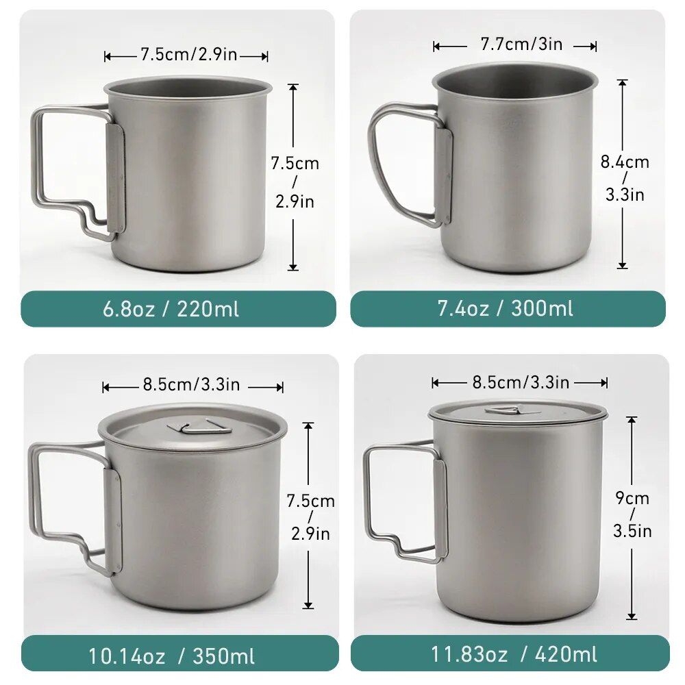 Titanium Camping Mug - Portable Outdoor Cookware with Tableware