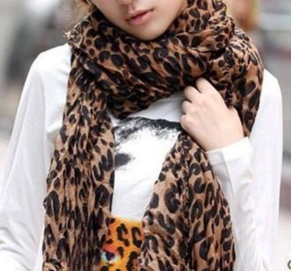 Womens Chiffon Leopard Print Scarf | Yellow Pandora