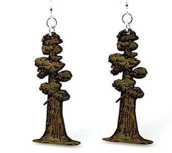 Tall Redwood Tree Earrings # 1414 | Red Sunflower