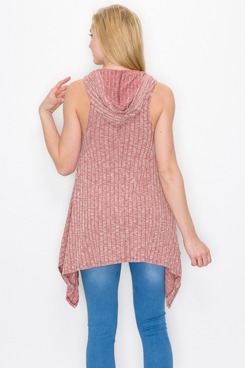Sleeveless Hooded Top - Pink