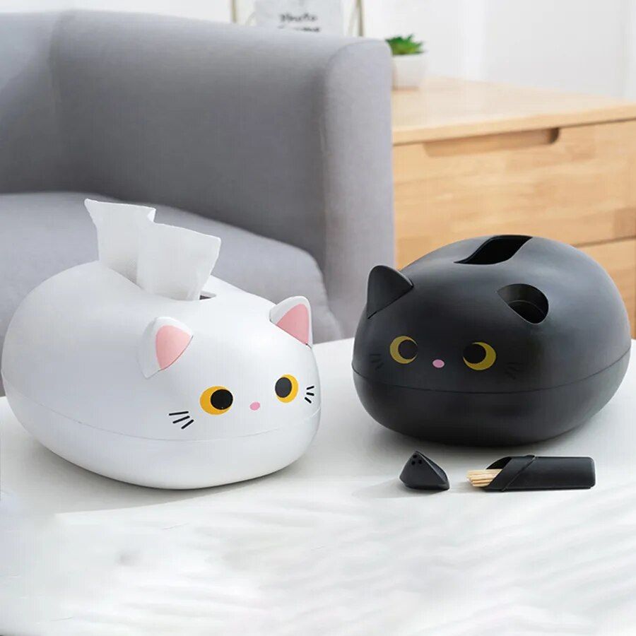 Charming Kawaii Cat Tissue Box: Modern Napkin Holder & Toothpick Dispenser