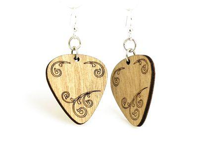 Guitar Pick Earrings # 1426 | Red Sunflower