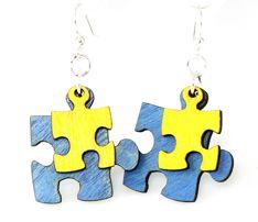 Puzzle Piece Earrings # 1435 | Red Sunflower