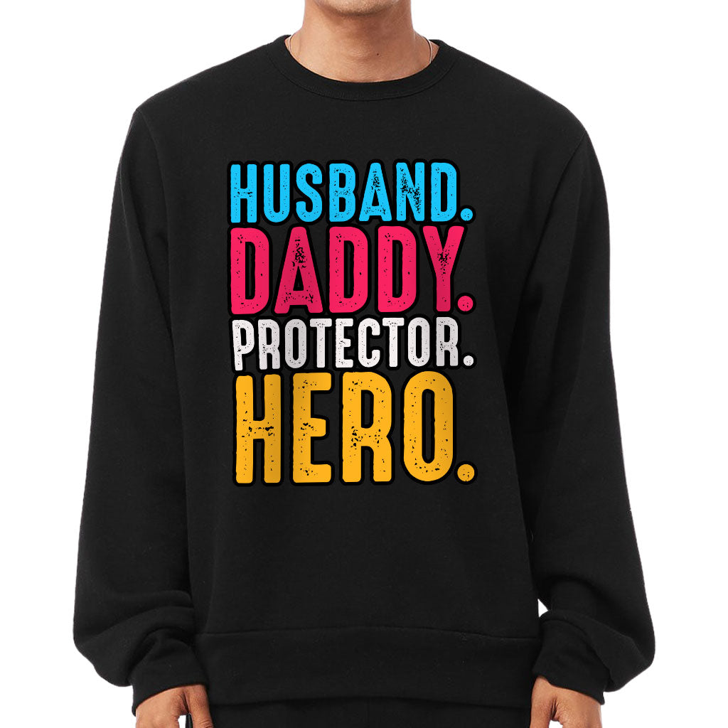 Husband Daddy Protector Hero Sponge Fleece Sweatshirt - Cool Classic Sweatshirt - Printed Sweatshirt