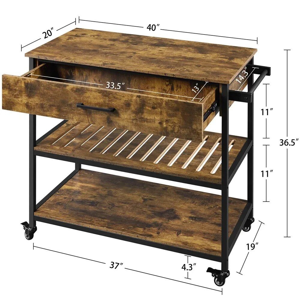 Versatile 3-Tier Rolling Kitchen Cart with Storage