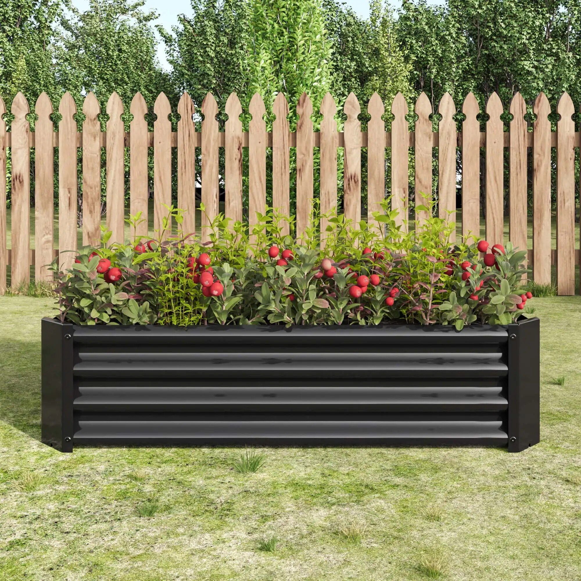 Durable Outdoor Metal Planter Box - 4ft x 2ft - Perfect for Vegetables, Flowers & Herbs