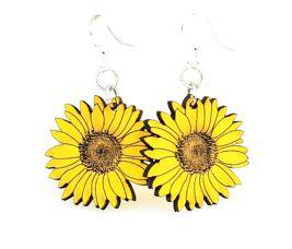 Detailed Sunflower Earrings # 1475 | Red Sunflower