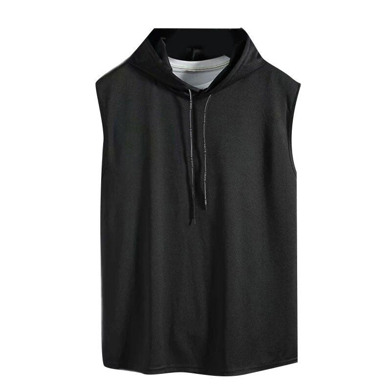 Men's Sleeveless Hooded Gym & Casual Tank Top