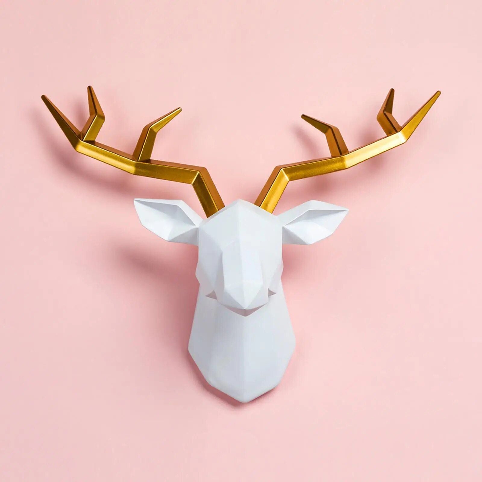 Modern 3D Resin Deer Head Wall Sculpture for Elegant Home Decor