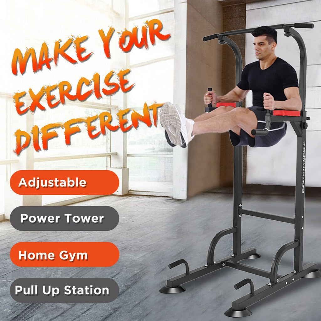 Dip Station Chin Up Bar Power Tower Pulls Push Home Gym Fitness Core