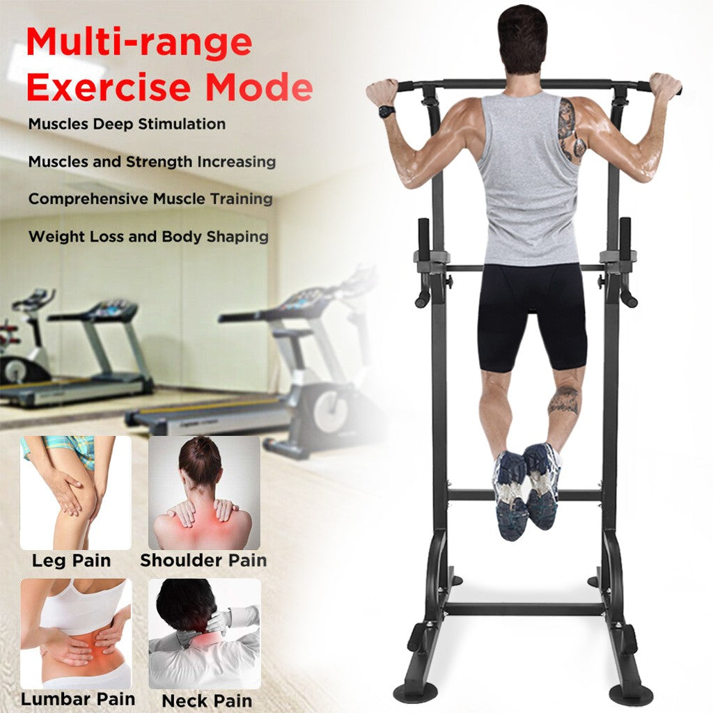 Dip Station Chin Up Bar Power Tower Pulls Push Home Gym Fitness Core