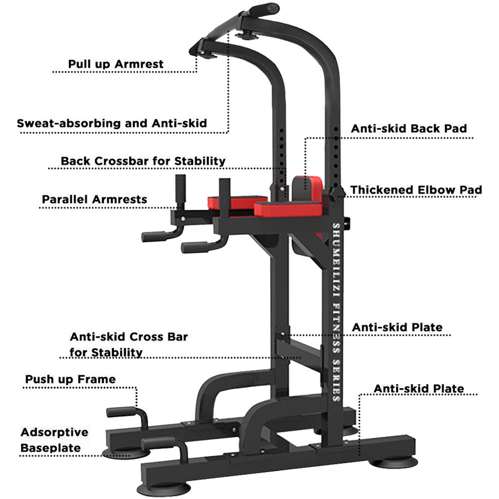 Dip Station Chin Up Bar Power Tower Pulls Push Home Gym Fitness Core