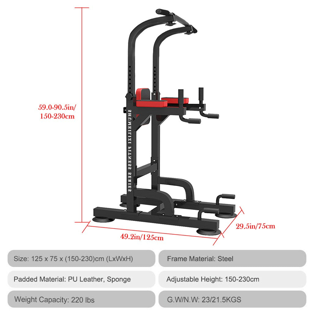 Dip Station Chin Up Bar Power Tower Pulls Push Home Gym Fitness Core