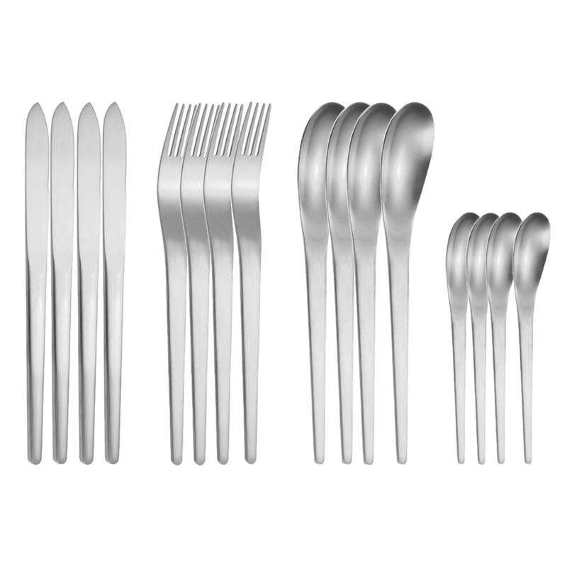 16-Piece Elegant Matte Gold Stainless Steel Cutlery Set