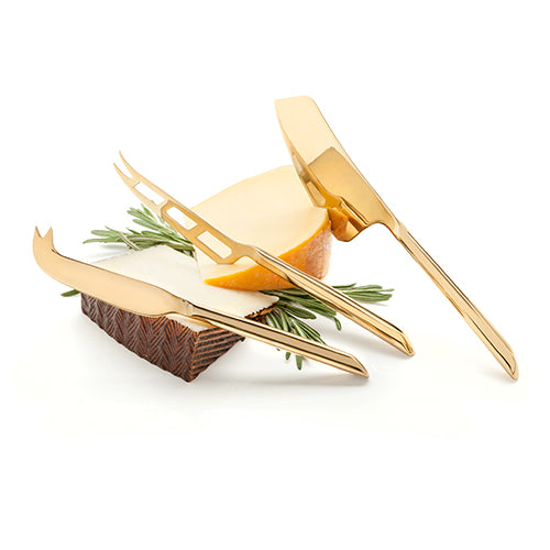 Viski 4446 Belmont Gold-Plated Cheese Knives, Set of 3