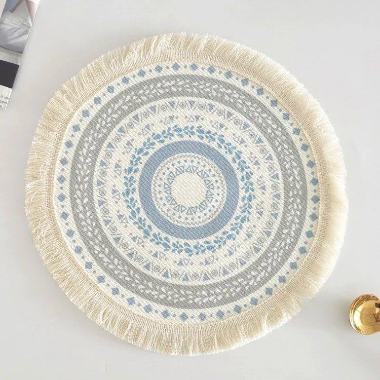 Eco-Friendly Boho Linen Round Placemats for Dining Table Decor