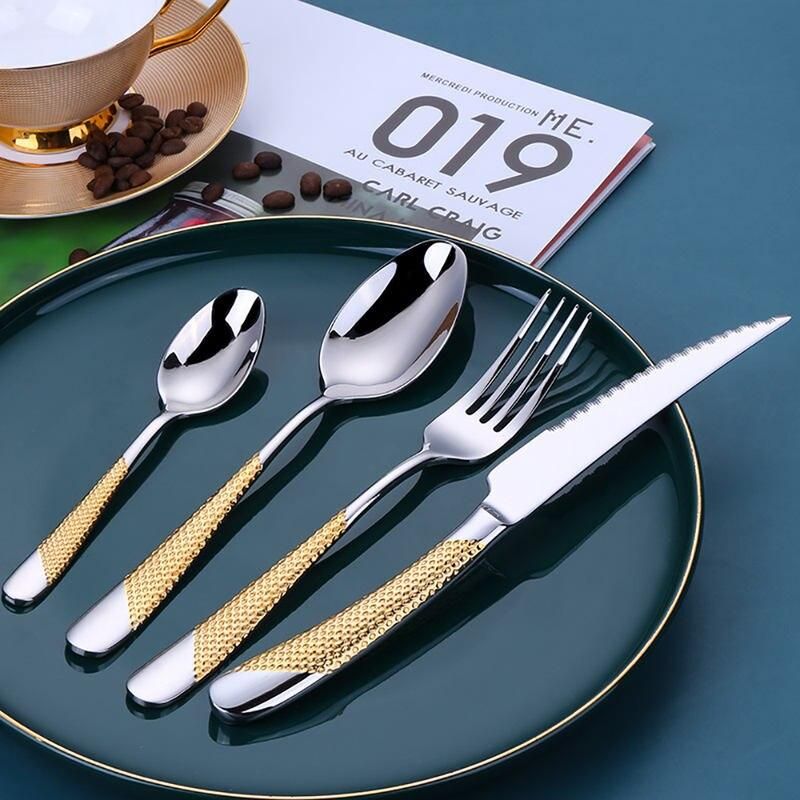 Gold Plated Stainless Steel Cutlery Set for Elegant Dining