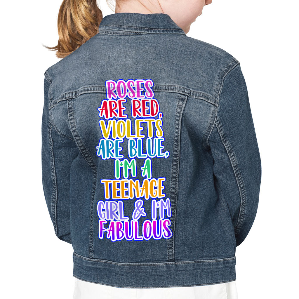 Roses Are Red Kids' Denim Jacket - Colorful Jean Jacket - Funny Denim Jacket for Kids