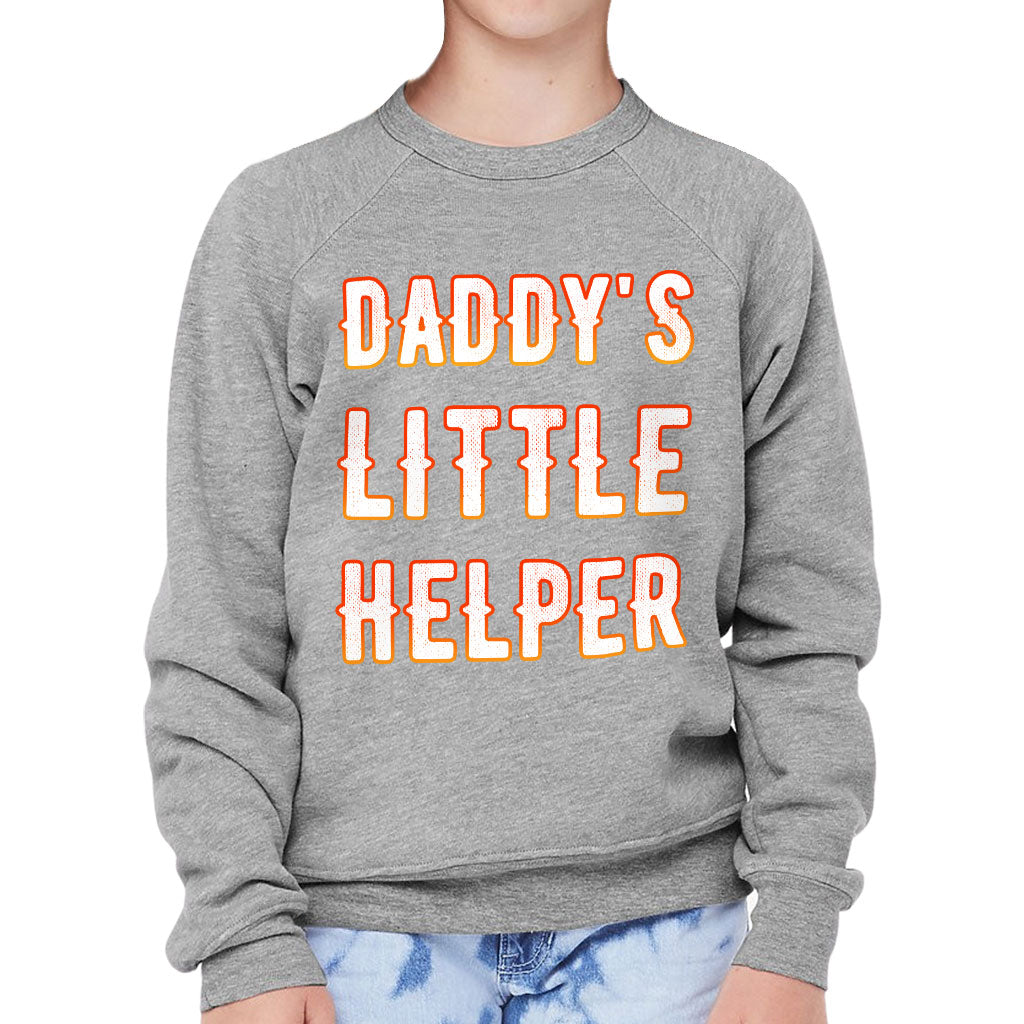 Daddy's Little Helper Kids' Raglan Sweatshirt - Cute Sponge Fleece Sweatshirt - Printed Sweatshirt