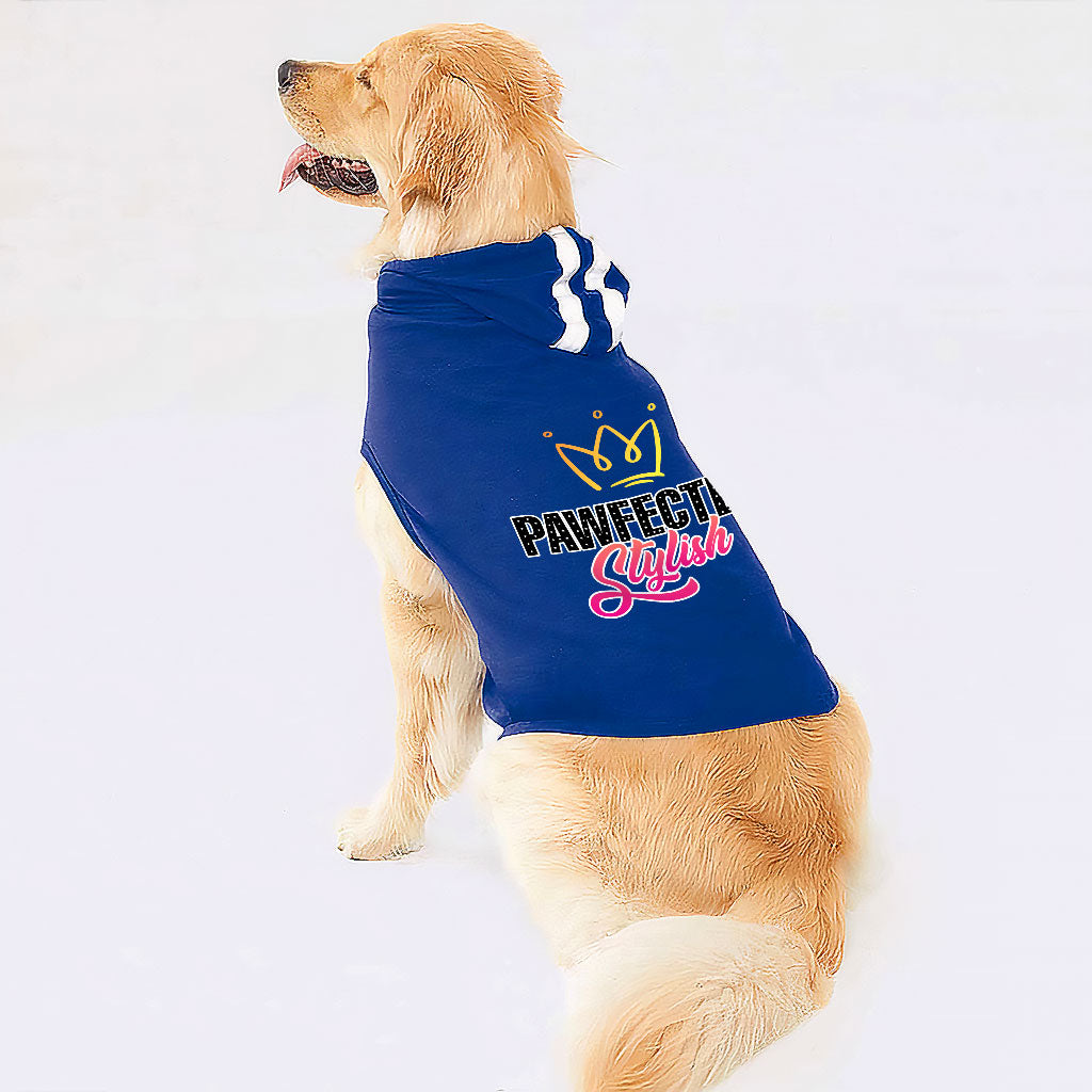 Pawfectly Stylish Dog Shirt with Hoodie - Crown Dog Hoodie - Printed Dog Clothing