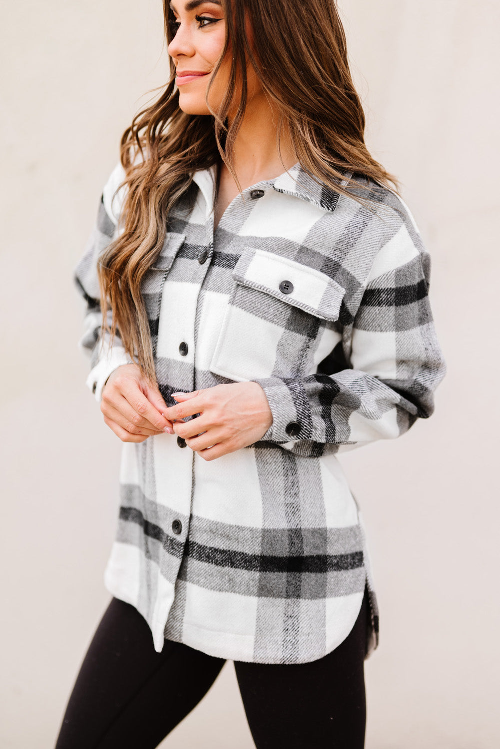 Plaid Dropped Shoulder Pocket Shacket (more color options)