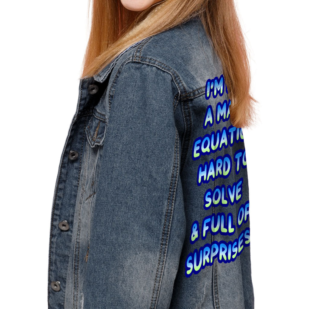 Funny Sarcastic Kids' Denim Jacket - Math Equation Jean Jacket - Themed Denim Jacket for Kids