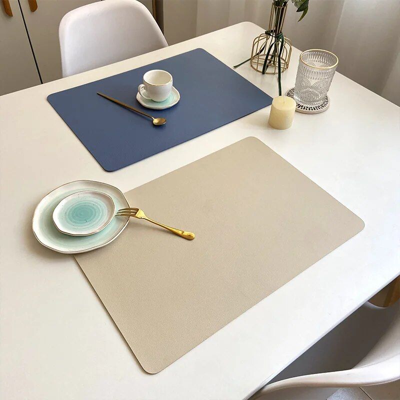 Elegant Double-Sided Leather Table Mat - Waterproof, Heat-Resistant Placemat for Dining Elegance