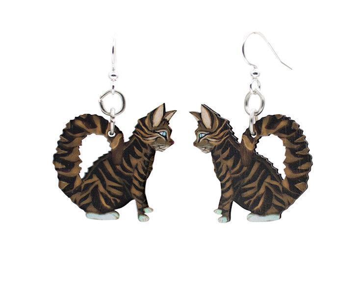 Tabby Cat Wooden Earrings #1645 | Red Sunflower