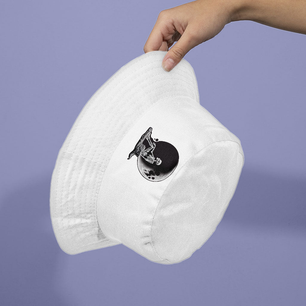 Skeleton Design Bucket Hat - Moon Hat - Themed Bucket Hat