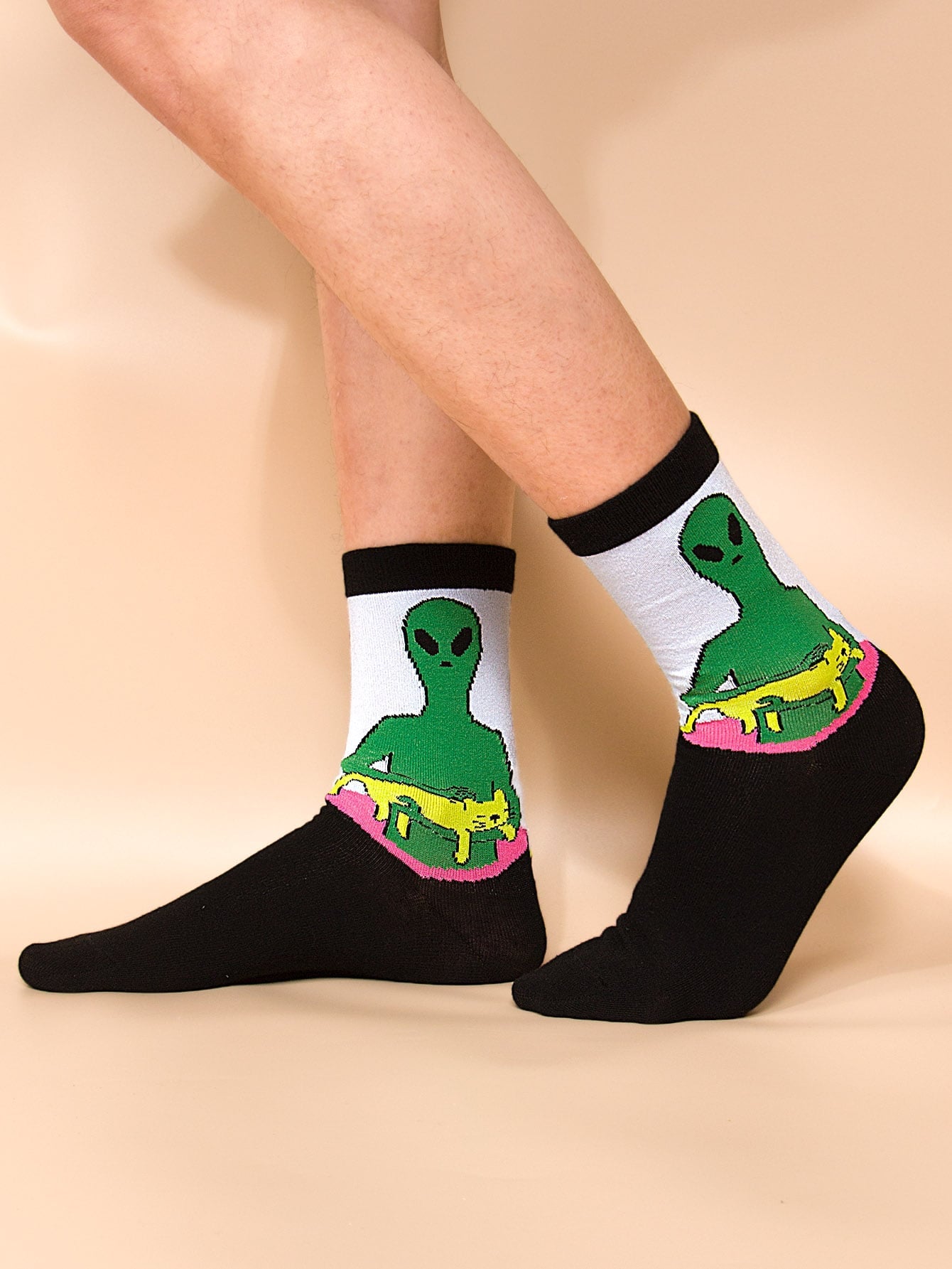 Men Cat Pattern Crew Socks