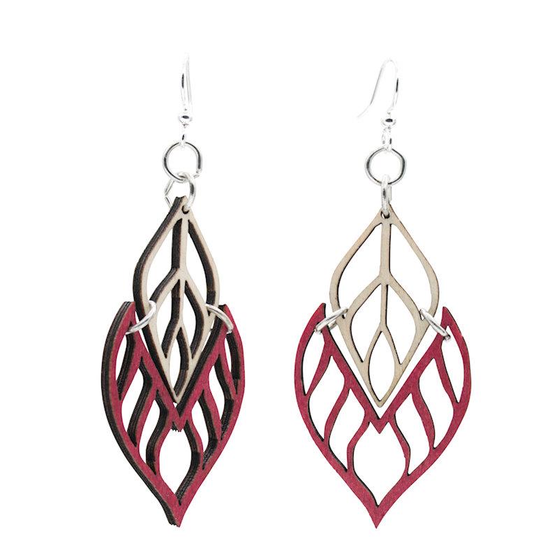 Flame Tip Wood Earrings #1651 | Red Sunflower