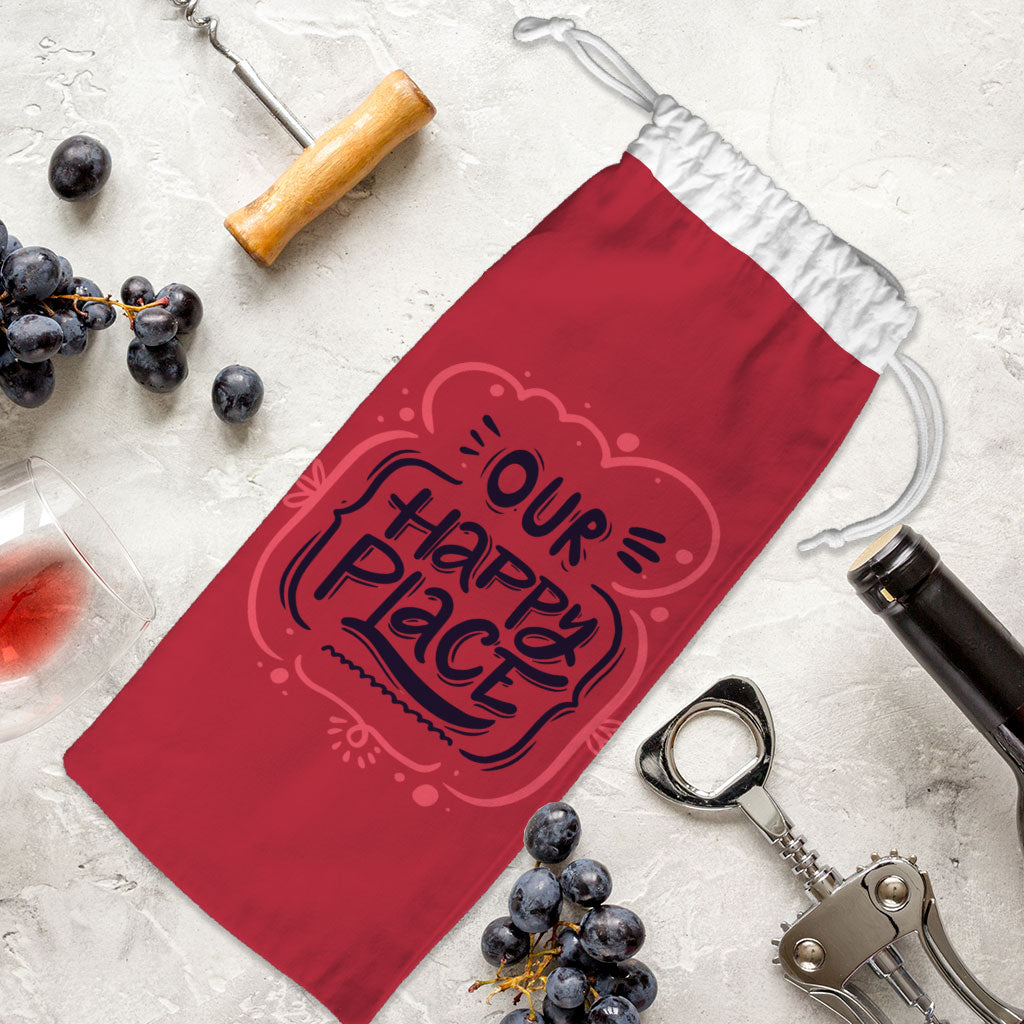 Our Happy Place Wine Tote Bag - Themed Wine Tote Bag - Cool Design Wine Tote Bag