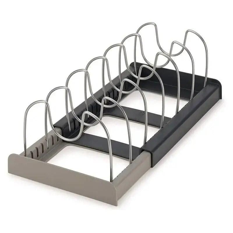 Expandable Stainless Steel Kitchen Organizer: Pots, Pans, and Knife Storage with Drying Shelf