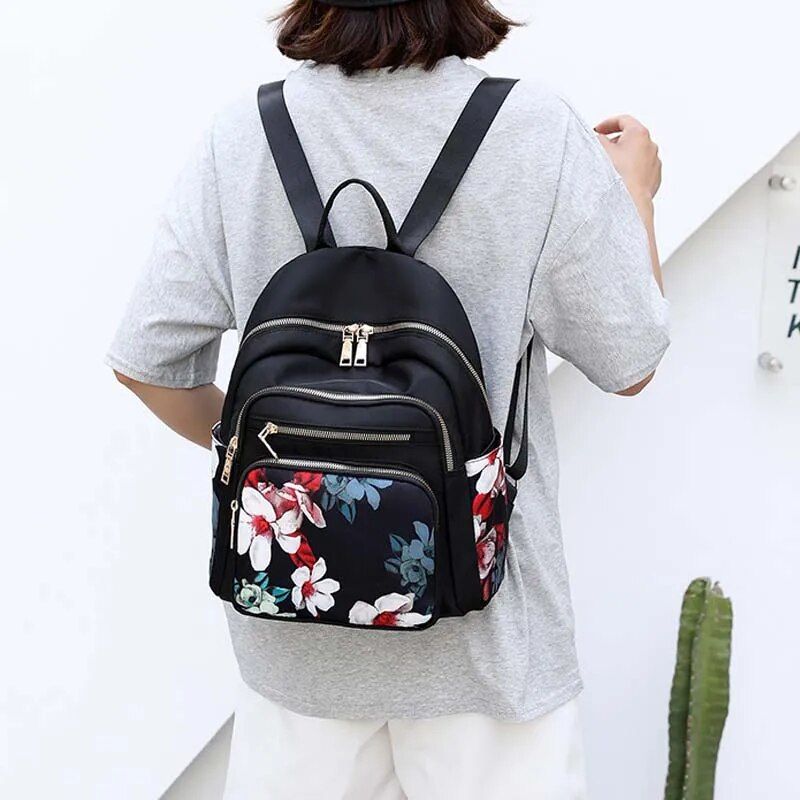 2023 Trendy Floral Print Nylon Backpack for Women