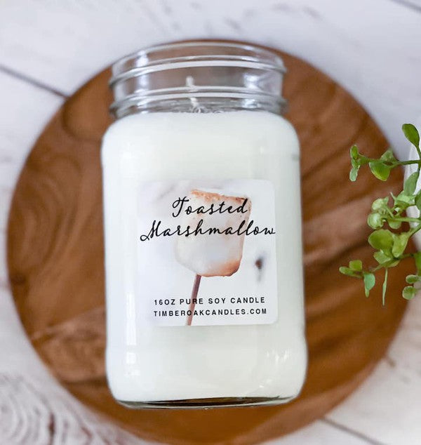 TOASTED MARSHMALLOW 16oz Mason Pure Soy Candle